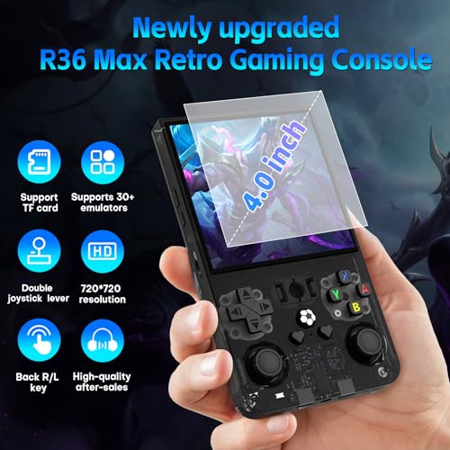 image for AQHH R36MAX Handheld Game Console, Retro Gaming Console with 4000mAh B