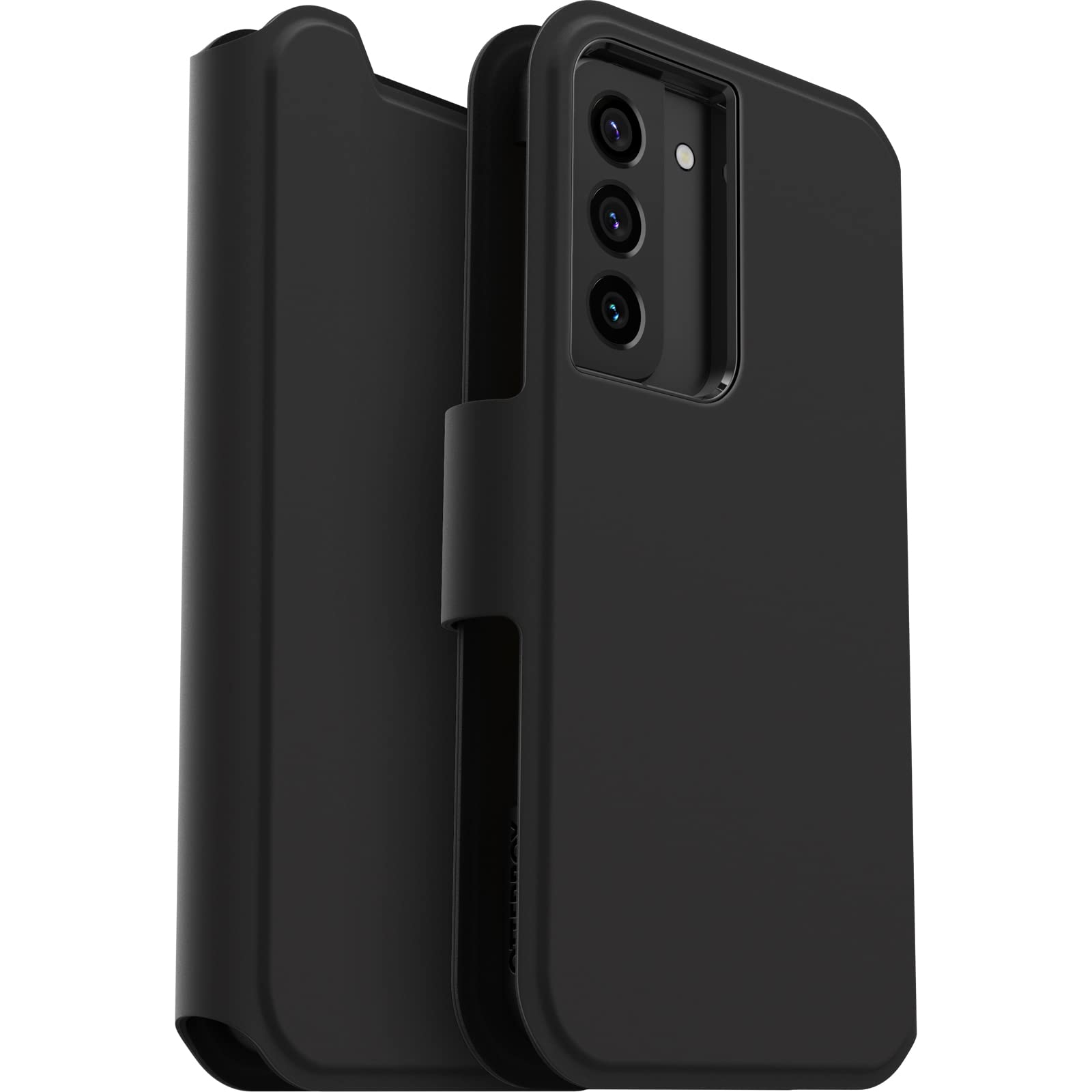 OtterBox Cover per Samsung Galaxy S22 Strada Via, resistente a shock e cadute, folio sottile, morbido al tatto con slot carta di credito, testato 2x vs norme MIL-STD 810G, Nero