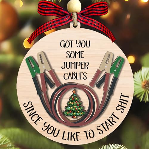 Funny Christmas Ornaments - Got You Some Jumper Cables Ornament 2025 - Funny White Elephant Gifts for Coworkers
