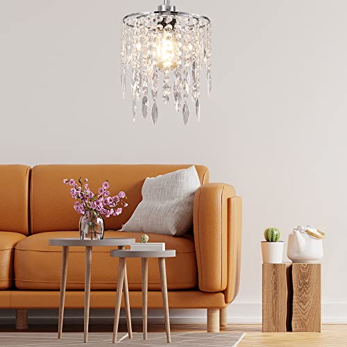 H11.81''X D8.66'' Chandelier Shades, Mini Crystal Shade, Acrylic Beaded Hanging Lampshade, Modern Pendant Light Shades, Sparkling Ceiling Decor for Bedroom, Hallway, Bar, Kitchen, Bathroom, 2-Tiers - Image 5