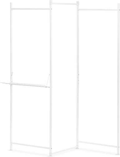 Miniatura 8 de IRIS Perchero de ropa de Estados Unidos, perchero plegable para ropa, perchero con estante, perchero con 3 paneles, color blanco