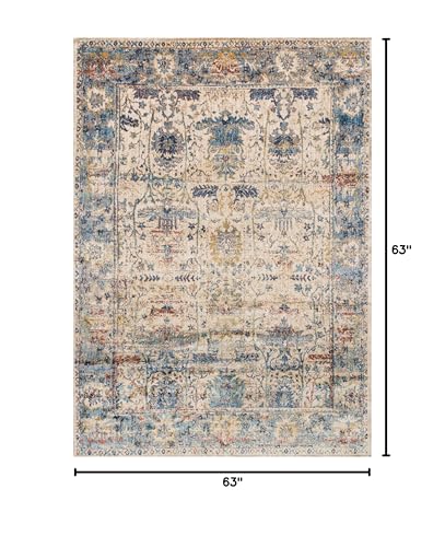 Tapete redondo Loloi Anastasia 5'3" Sand/Light Blue miniatura 2