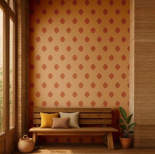 Papier peint géométrique bohème pour chambre et armoires