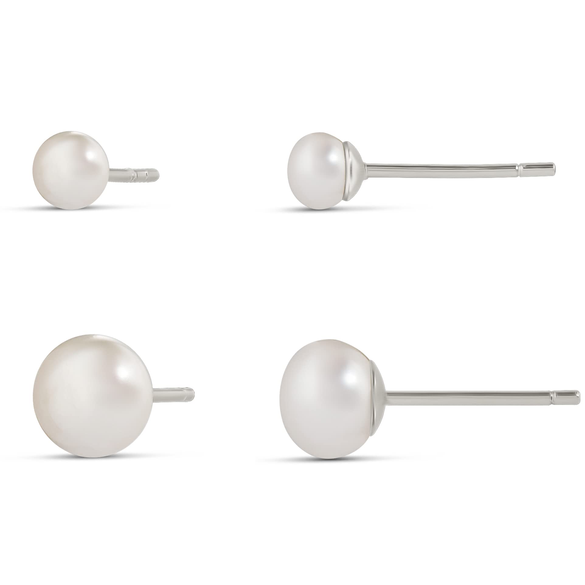 14K Gold or Sterling Silver Freshwater Pearl Stud Earring Set