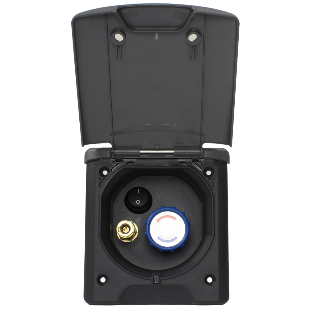 Generisch ABL Prise d'eau extérieure Tuyau de douche pour camping-car, caravane, camping-car, douche mitigeur + interrupteur gris