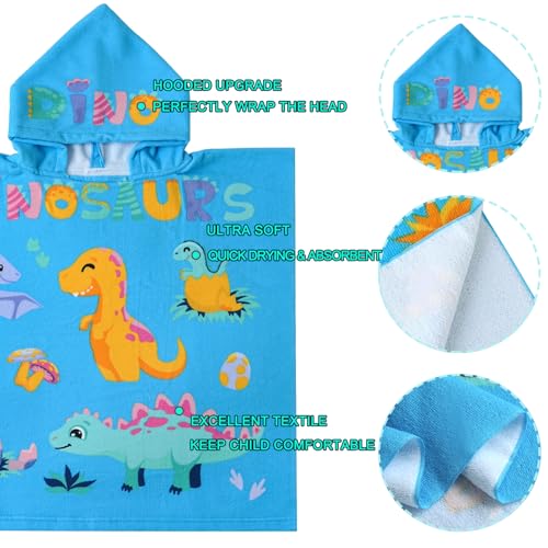 Image of NovForth Kids Beach Towel for Boys Girls, Hooded Bath Towel Wrap, Toddler Pool Towel with Hood