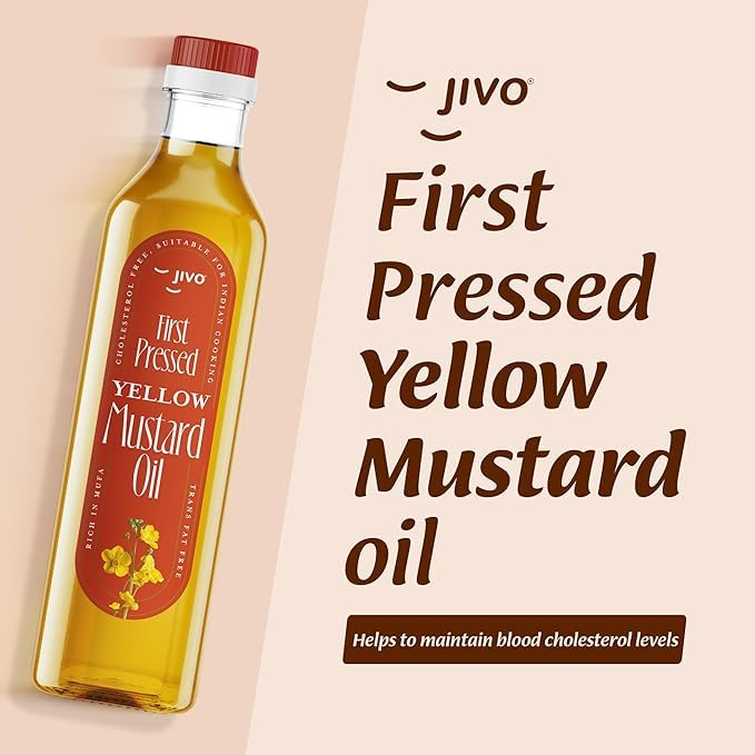 Image of Jivo First Pressed Yellow Mustard Oil 1L + 1L Offer | Cooking Oil for Indian Dishes | Contains MUFA & PUFA | Fortified with Vitamins A&D