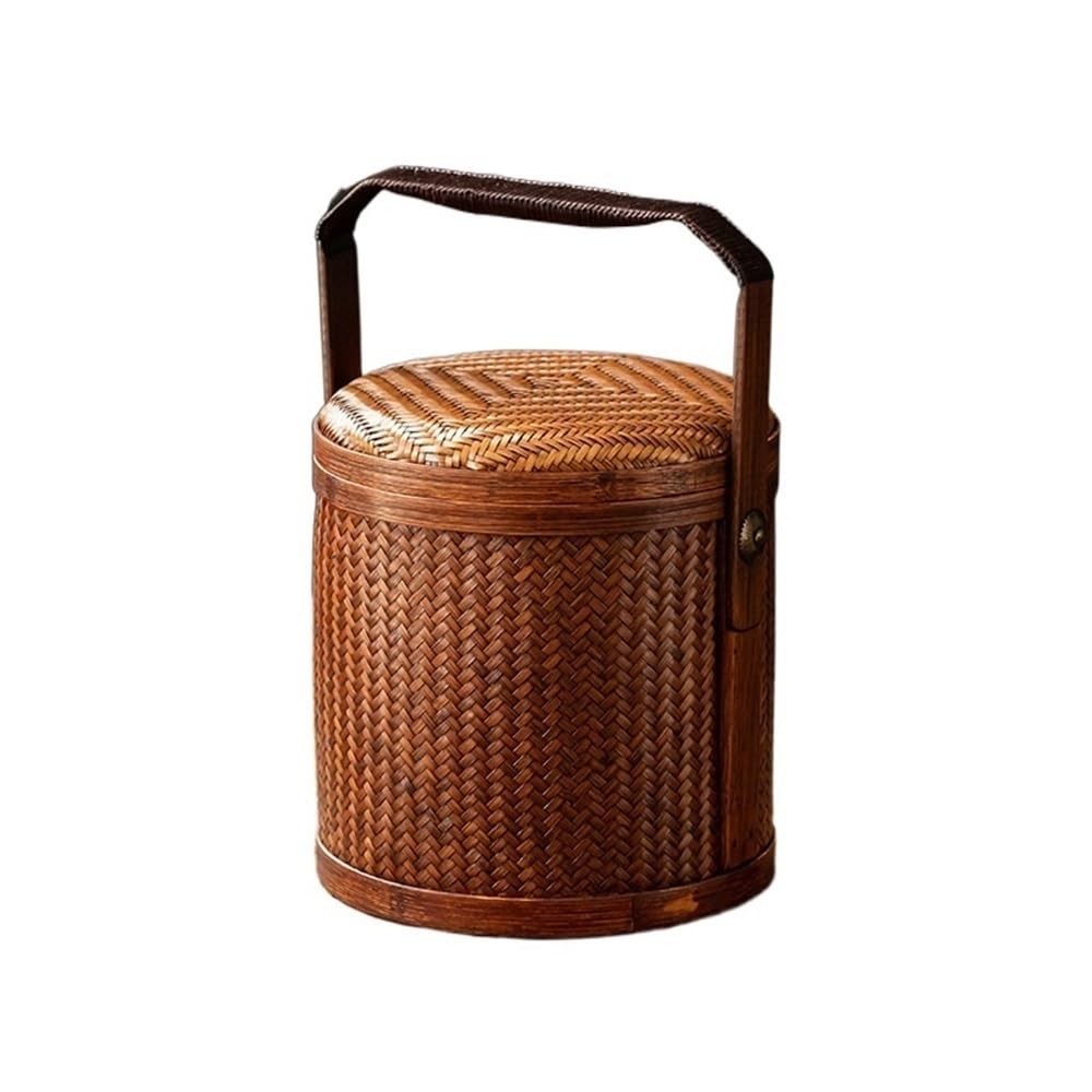 Kosze HHF, 1 opakowanie, chiński styl, pleciony kosz z bambusa, duże pudełko do przechowywania, przenośny organizer do przechowywania ubrań w stylu retro, wymiary 19 x 28,B 19x28.5cm