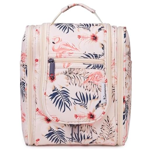 Narwey Neceser Colgante Bolsa de Aseo Mujer Grande Neceser Maquillaje Organizador Viaje Accesorios Medio (Flamenco Beige)