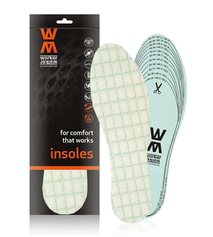 Bamboo & Alum Fresh Pro cts | Worker Walker Plantillas Hombres Memory Foam | Recortables con Amortiguación | Plantillas de Carbón Activo y Bambú con Control de Olor | Tallas 37-46