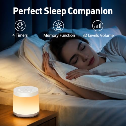 Image of Rechargeable Nursery Night Light Sound White Noise Machine for Baby Kids Adults with Hushing Sounds 30 Sleeping Sounds 12 Colors Night Light 4 Timers Memory Function for Home Breastfeeding Camping