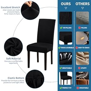 Chair Covers, Stretch Dining Room Chair Covers Set of 6, Removable Washable Chair Covers for Dining Chairs, Dining Chair Slipcovers for Dining Room, Hotel, Ceremony Chair Covers Stretch Dining Room Chair Covers Set of 6 Removable Washable Chair Covers for Dining Chairs Dining Chair Slipcovers for Dining Room Hotel Ceremony