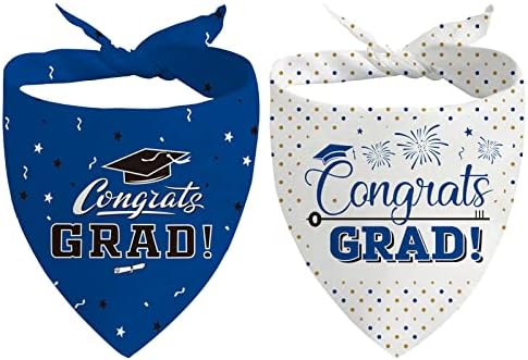 2023 Dog Graduation Bandana, 2 Pack Graduation Dog Triangle Scarf Adjustable Dog Outfits for 2023 Holiday Pet Bandana Graduation Party Supplies
