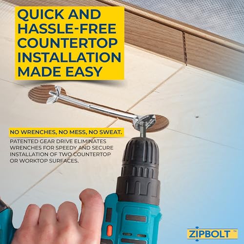 Image of Zipbolt Joint Connector for Countertops and Butcher Blocks, 5 Pack, 10.600 | Countertop miter and straight seam drawbolt connector, T30 Torx bit included, Single-handed tightening, Furniture assembly
