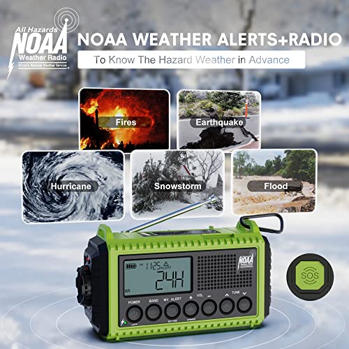 Weather Radio Emergency Solar Hand Crank Radio Am/Fm/Sw Noaa Alert Portable Survival Radio For Home And Outdoor Emergency With 5 Ways Powered, Sos Alarm, Flashlight, Reading Lamp, Usb Charge (Green) #TOP2