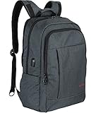 ULOGIC 17- inch Laptop Backpack for Men & Women with USB Port & Anti Theft Dual Zippers - Spacious, Multi-Pocket, Interior Organizer, Polyester - Fits 13.3” Mac & 15” Laptops as Well, Dark Gray