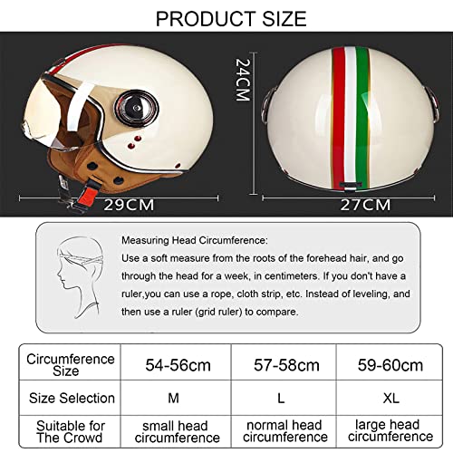 Casco de moto retro JATIBOSH demi-jet en ABS resistente con soporte de lente fijo 6