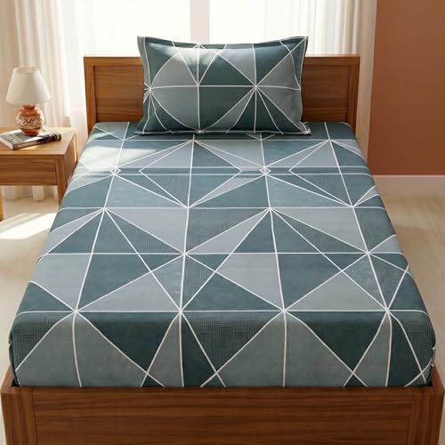 Image of Mafatlal 125 GSM Merino Single Size Bedsheet with Pillow Cover | 90 x 60 Inches | Soft, Breathable & Lightweight | Grey