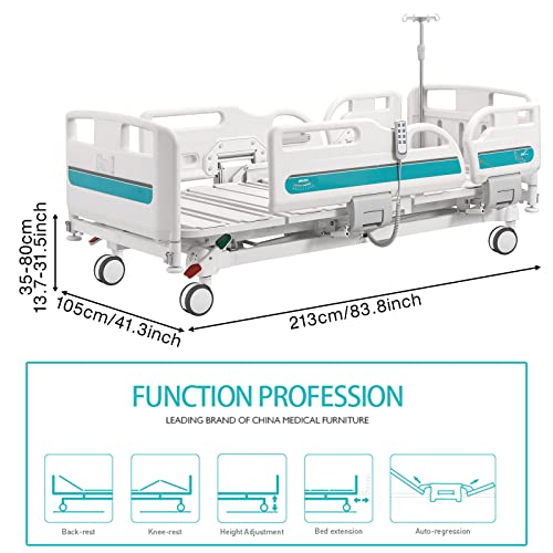 Ykeiile 3 Function Electric Icu Medical Bed - Height Adjustable Hospital Equipment Bed With Cpr Function, Electric Nursing Bed Supports Patient Self Standing #TOP1