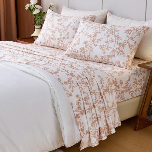 YIYEA 100% Cotton Flannel Sheets Full Size, Ultra Soft Cozy