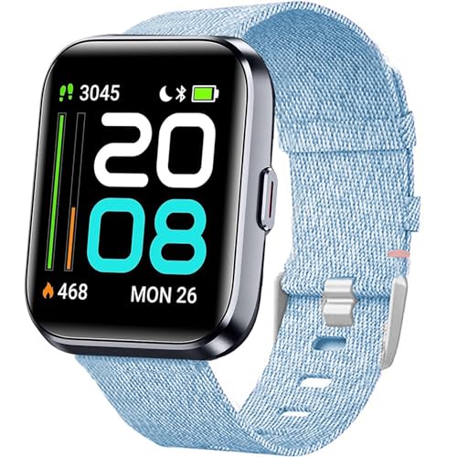 Lamshaw ID208 Plus Smart Watch Band, Breathable Nylon Woven Fabric Replacement Strap Compatible for Quican, aeac, WMK, Fitpolo ID208 Plus 1.8'' Smart Watch (Blue)