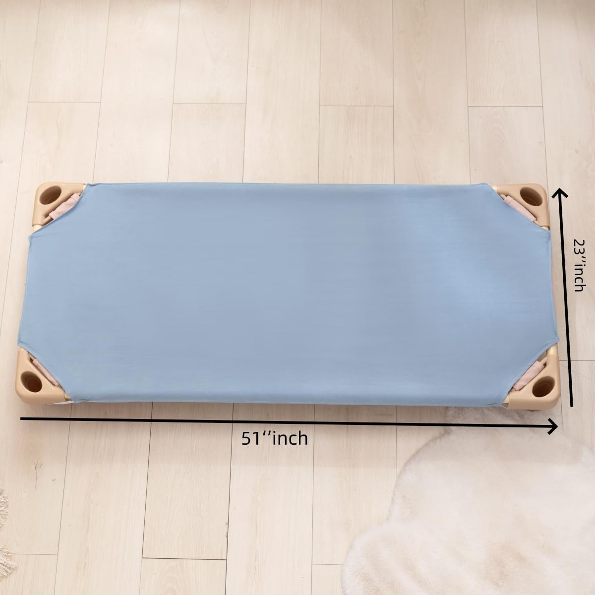 12 Pcs Cot Sheet for Daycare, 23" X 51", Blue Daycare Cot Bedding with Corner Elastic Loops for Child Boys Girls,Soft & Comfortable Brushed Microfiber - Fitted Cot Cover for Preschool Kids Nap Time