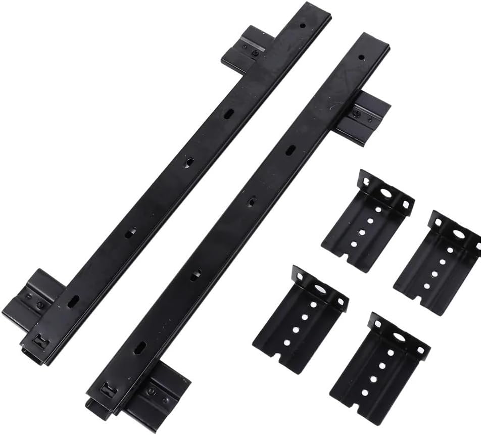 Heavy Duty Drawer Slides Desk Keyboard Drawer Rail Tray Slide Track Adjustable Steel Side Mount Suites(Black)