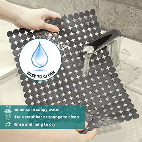 Qulable 2 Stück Küchenspüle Matte für Edelstahl/Keramik-Spülbecken, PVC, umweltfreundlicher Schutz für den Boden der Küchenspüle, verstellbar, Punkte-Design, 30.8x30.7 cm (einfarbig)