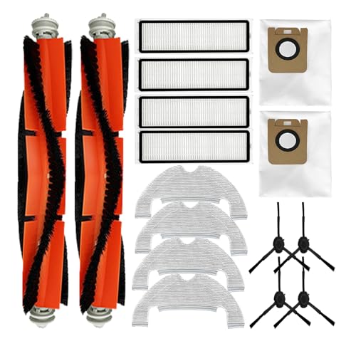 Replacement Spare Parts for Dreametech Bot D10 Plus/ Z10 Pro/ L10 Plus Robot Vacuum 2 Main Brush 4 Side Brush 4 Filter 4 Mop Pad 2 Dust Bag Accessories (16 Pack)