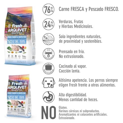 Arquivet Fresh Senior & Light Tacchino E Pesce Bianco 2,5Kg - Alimentazione Semi-Umida - 3