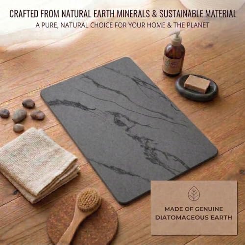 Pebble Nest Stone Bath Mat – Diatomaceous Earth Quick Drying Non-Slip Bathroom Mat – Absorbent Diatomite Shower Mat, Durable & Easy to Clean, Modern, 23.6" x 15.3" (2 Pack Charcoal Black - Marble) by Pebble Nest - Used condition - Image 7
