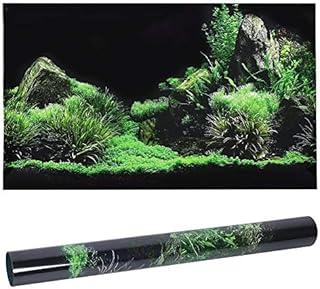 GLOGLOW Aquarium Background Sticker, Aquarium Seafloor Water Grass Background PVC Adhesive Landscape Image Fish Tank Background Poster Sticker (122×46cm)