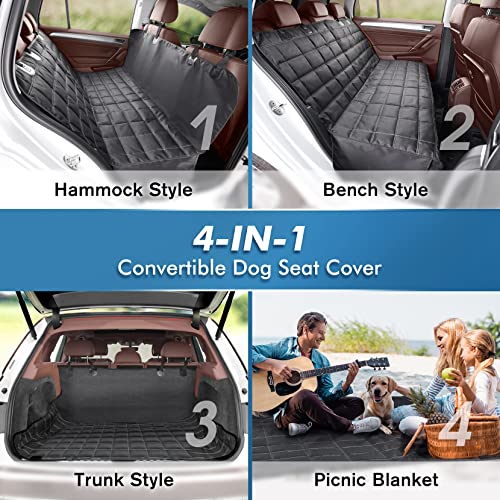Image of 4-in-1Dog Car Seat Cover for Back Seat, 100% Waterproof Dog Car Seat Cover, Scratchproof&Nonslip Car Hammock for Dogs, Dog Seat Cover for Car, SUVs, Trucks (Plastic) (Multicolor)