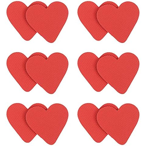 Anti-Slip Shoe Grip Stickers Shoe Pads Stickers High Heel Shoe Pads Heart-Shaped Wear-Resistant Cushion Sticker Tape for Women and Girls Shoes, High Heels, Boots, Sandals, Gents Shoe 12 Pieces (Red) Cover