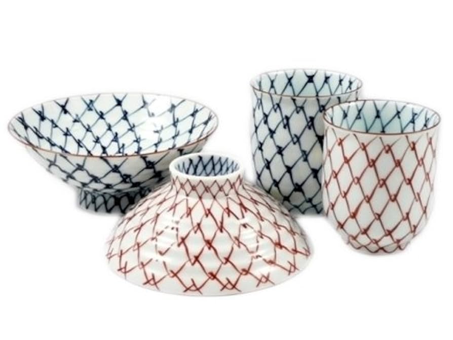 福峰窯　波佐見焼　掛網 飯碗　2個セット Amazon.co.jp: 有田 波佐見焼 福峰窯 掛網 茶碗・湯呑 睦揃