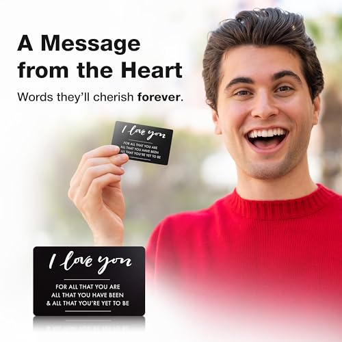 I Love You Wallet Card – Engraved Keepsake for Him or Her, Durable Metal Wallet Insert, Sentimental Love Note for Anniversary, Birthday, or Any Occasion2