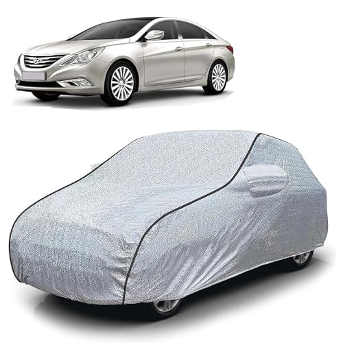 Image of Sulfar 100% Waterproof Car Body Cover Compatible with Mirror for Hyundai Sonata (Triple Stitched, Full Bottom Elastic, Magic Silver with Black Piping)