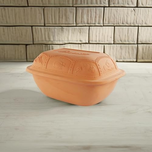 Miniatura 7 de Eurita - Asador de arcilla de 7.2 cuartos de galón, loza antiadherente, sin toxinas, cocina saludable en olla de arcilla, horno holandés de cocina