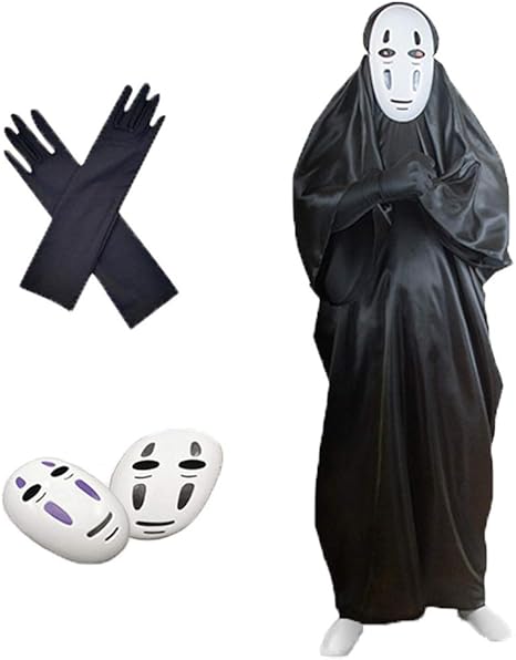 Amazon Muxiu カオナシ コスプレ ハロウィン マント マスク 仮装 アニメ 男女兼用 衣装 黒マスク 紫マスク 手袋 4点セット プレゼント コスプレ 仮装 通販