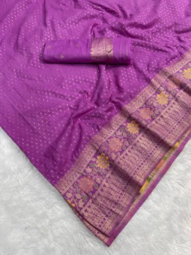 Image of Kanjivaram Silk Saree for Women - Handloom Floral Weaving, Contrast Border, Heavy Gold Zari Rich Pallu, Traditional Designer Wedding & Festive Saree with Blouse Piece