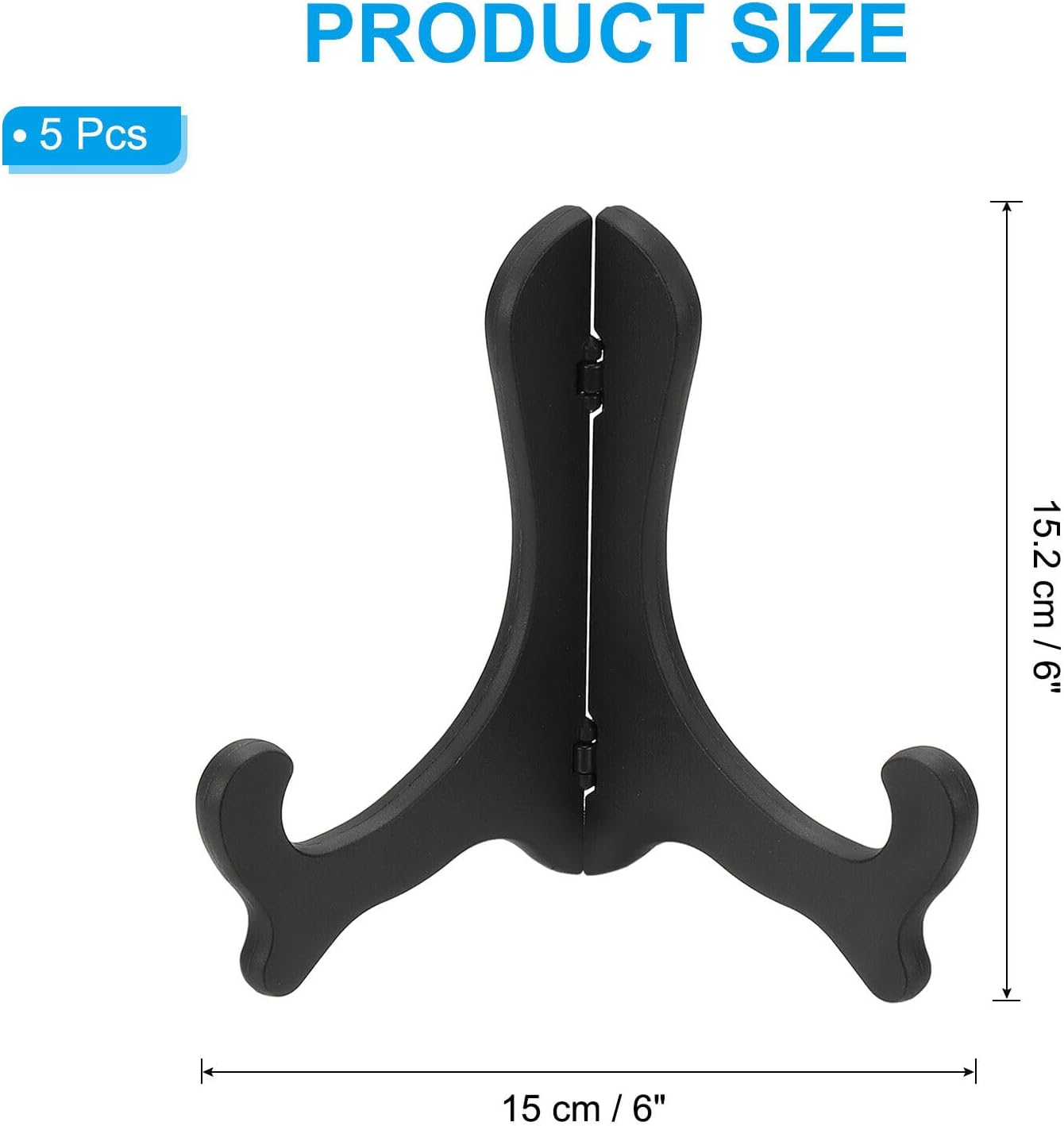 Home and Garden Parts 6 Inch Picture Frame Stand 5 Pcs Plastic Easel Plate Holders Black #CN/251024/09796