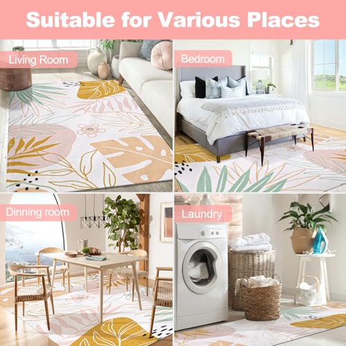 Yamaziot Washable Area Rug 5X7 Non-Slip Pink Boho Rug For Bedroom Cute Soft Throw Kids Nursery Rug thumb #6