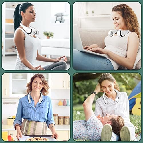 fenshine beauty Portable Neck Fan,5000mAh 3 Speeds Adjustment 360° Cooling USB Wearable Fan Foldable Bladeless Neck Fan Rechargeable Neck Fan For Sports Outdoor (White)