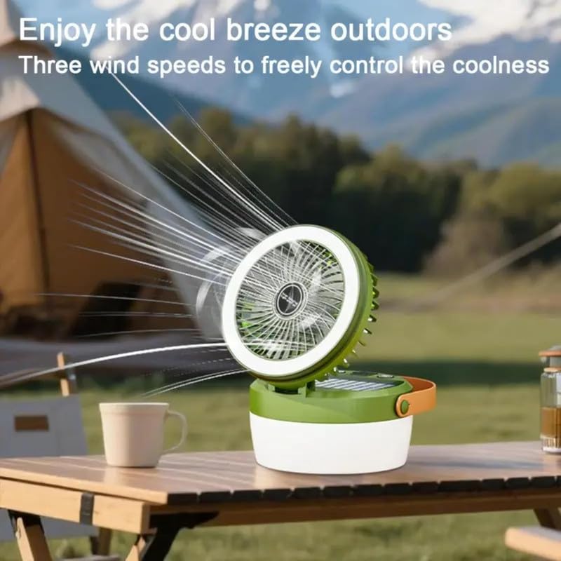 Image of Homehop Solar Light Outdoor Home Garden LED 100W Rechargeable Hanging Fan | Solar Emergency Light Waterproof Wireless with USB 4 Modes Camping Lamp Portable for Trekking, Hiking & Indoor(4000 mAh, ABS)