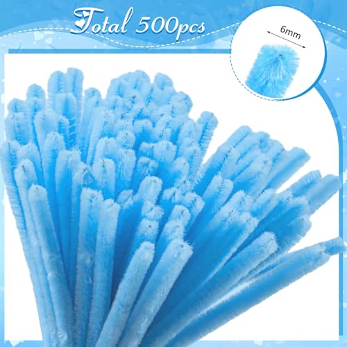 Image of Peryiter 500 Pcs Pipe Cleaners for DIY Flower Bouquets, Chenille Stems for Graduation Bouquet Crafts, Fuzzy Sticks for Handmade Flowers, DIY Gift, Art Projects(Blue Flower Color,12 Inch)