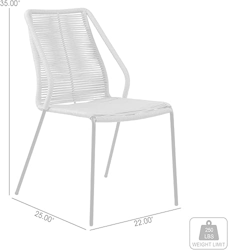 Vista 8 de armen LIVING Clip - Silla moderna de comedor apilable de acero y cuerda, para interiores y exteriores, juego de 2, color negro