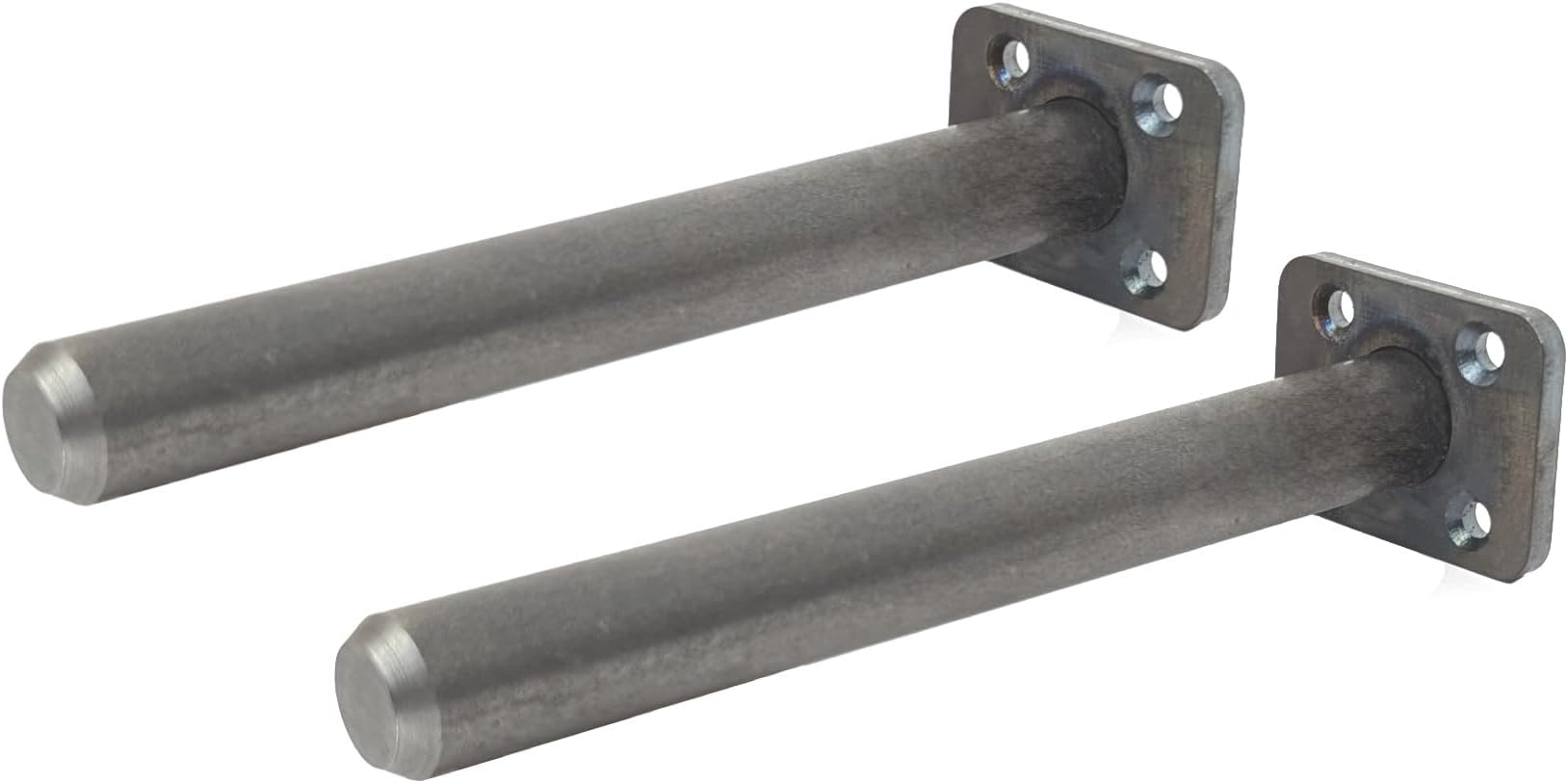 Floating Shelf Bracket Pair - 2 Inch Hidden Shelf Brackets, 150 LB Weight Capacity, Supports Wall Mounted Floating Shelves of Any Length, 3/4 Inch Industrial Solid Steel Support Rods Walnut Wood Works