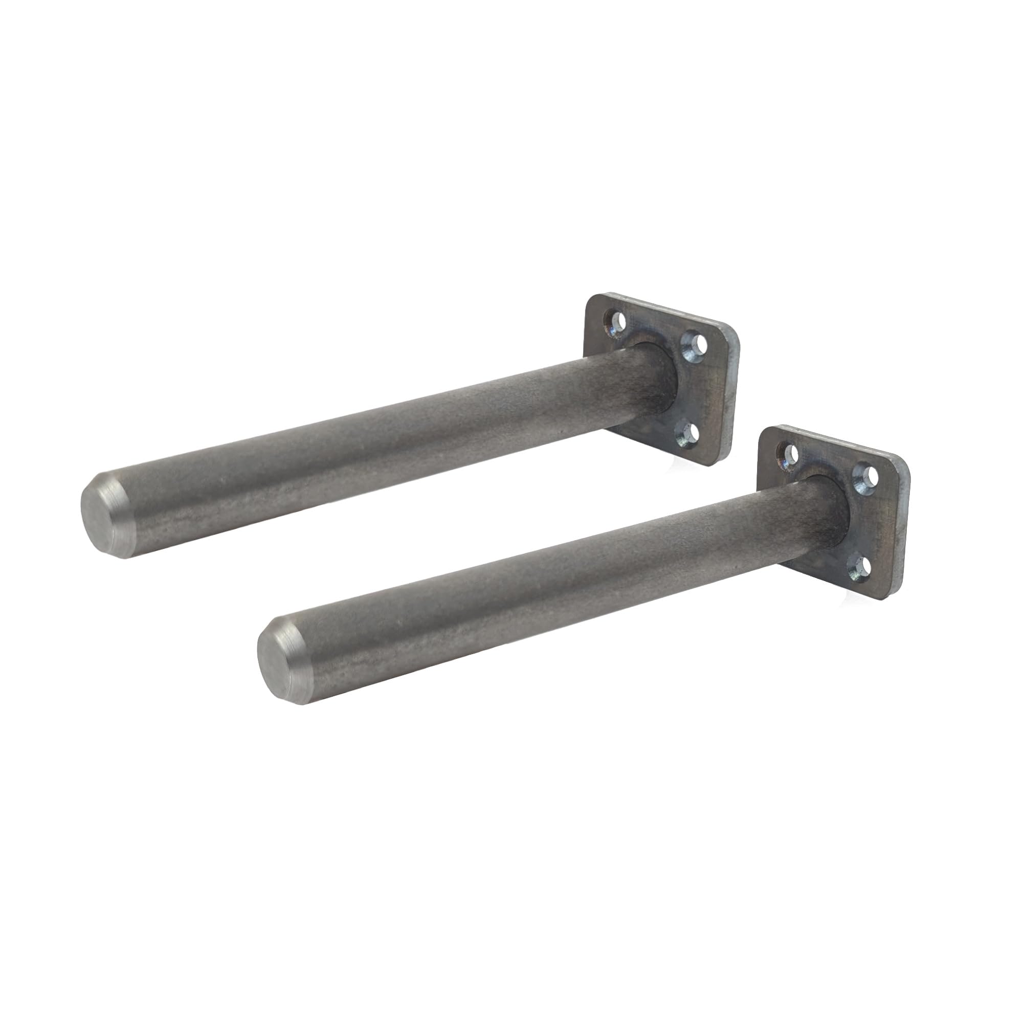 Floating Shelf Bracket Pair - 2 Inch Hidden Shelf Brackets, 150 LB Weight Capacity, Supports Wall Mounted Floating Shelves of Any Length, 3/4 Inch Industrial Solid Steel Support Rods Walnut Wood Works