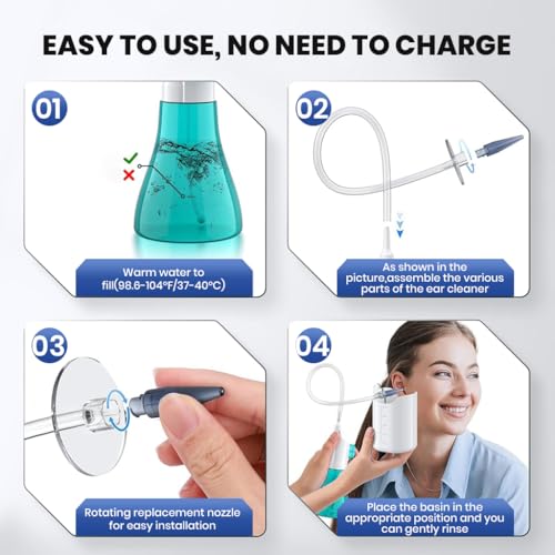 Image of HANNEA Ear Cleaning Spray Kit, Ear Wax Removal Tool with Water Bottle, Safe & Gentle Ear Irrigation Cleaner Tool for Adults & Kids, Reusable Ear Care Cleaning Set with Nozzle & Cup