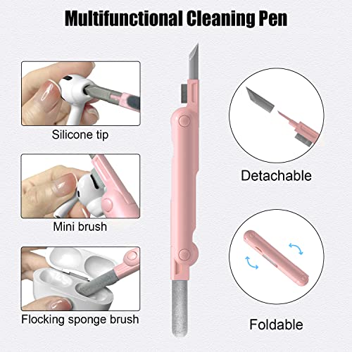 Yuwakayi 7 In 1 Electronic Cleaner Kit, Keyboard Cleaner Kit With Brush, 3 In 1 Cleaning Pen For Airpods Pro, Multifunctional Cleaning Kit For Earphone, Keyboard, Laptop, Phone, Pc Monitor (Pink) #TOP2
